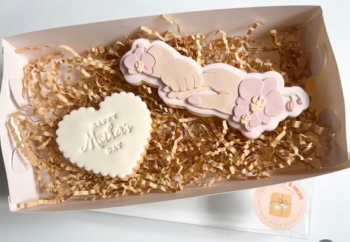Hands with orchids stamp and cutter
