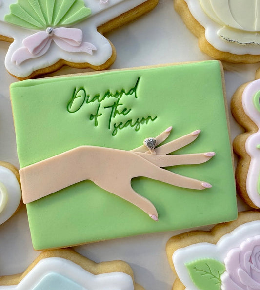 Diamond of the season engagement hand stamp and cutter