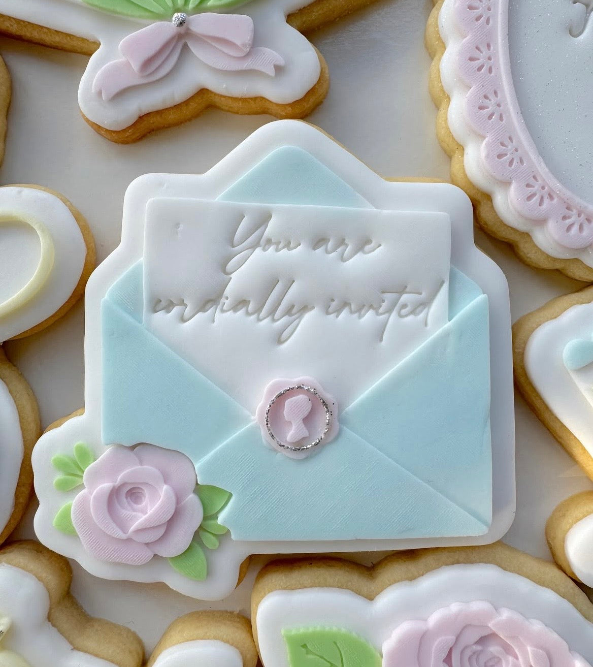 You are cordially invited envelope stamp and cutter