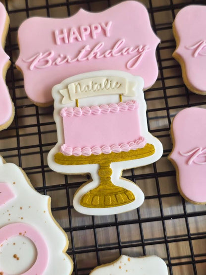 Cake with banner stamp and cutter