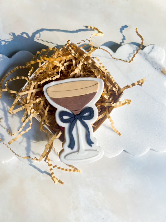Martini coupe with bow stamp and cutter