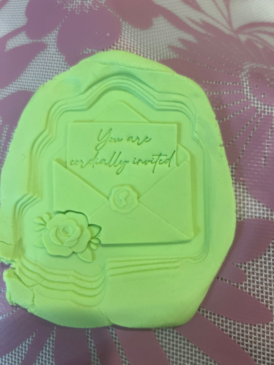 You are cordially invited envelope stamp and cutter