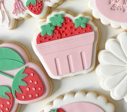 Strawberry punnet debosser and cutter