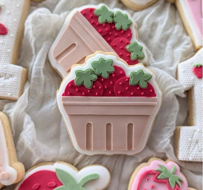 Strawberry punnet debosser and cutter