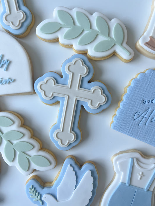 Decorative cross debosser stamp and cutter