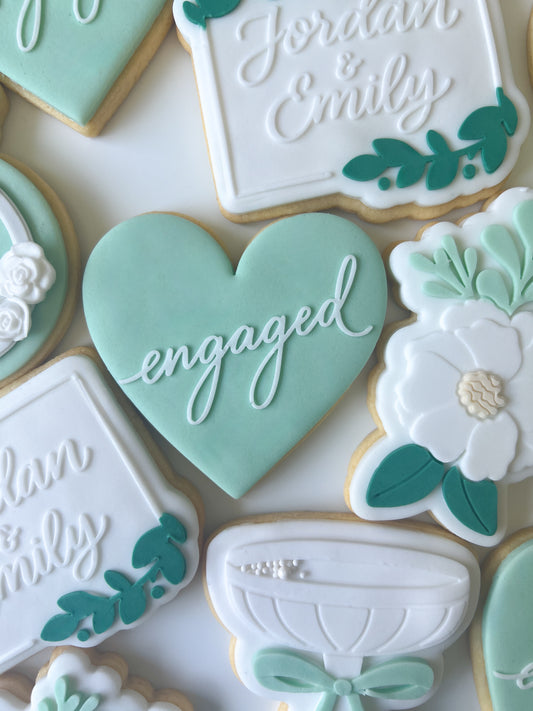 Engaged text plate and heart cutter