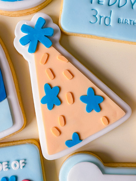 Blue dog party hat stamp and cutter